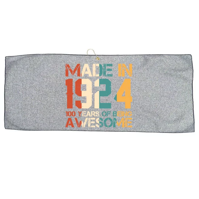 Retro Made In 1924 100 Years Of Being Awesome Birthday Large Microfiber Waffle Golf Towel