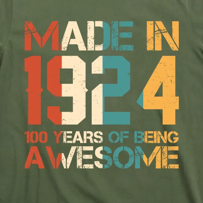 Retro Made In 1924 100 Years Of Being Awesome Birthday T-Shirt