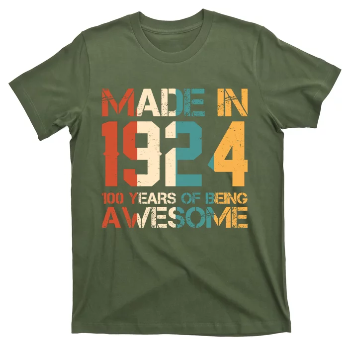 Retro Made In 1924 100 Years Of Being Awesome Birthday T-Shirt