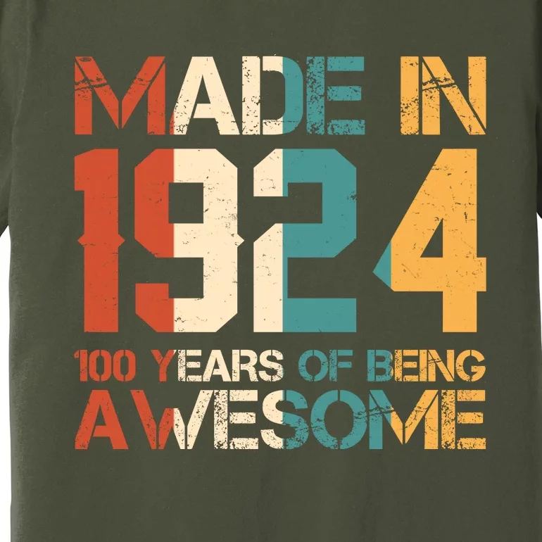 Retro Made In 1924 100 Years Of Being Awesome Birthday Premium T-Shirt