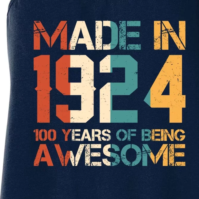 Retro Made In 1924 100 Years Of Being Awesome Birthday Women's Racerback Tank