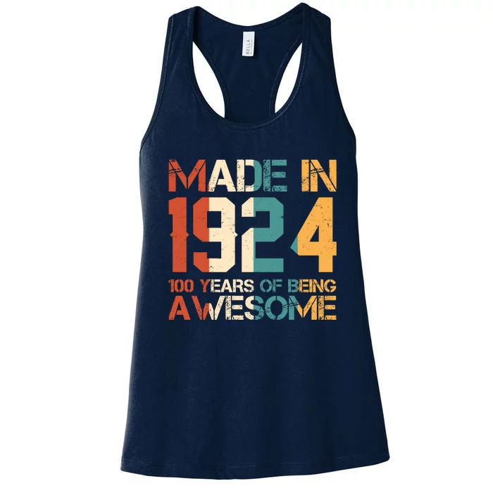 Retro Made In 1924 100 Years Of Being Awesome Birthday Women's Racerback Tank