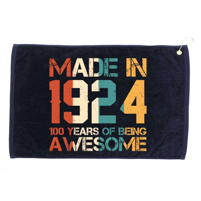 Retro Made In 1924 100 Years Of Being Awesome Birthday Grommeted Golf Towel