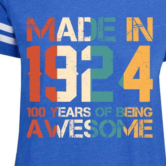 Retro Made In 1924 100 Years Of Being Awesome Birthday Enza Ladies Jersey Football T-Shirt