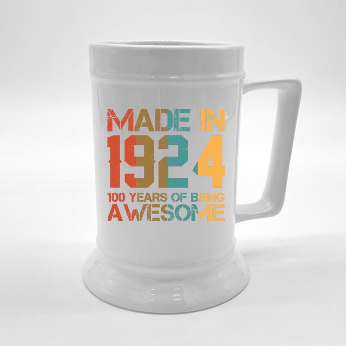 Retro Made In 1924 100 Years Of Being Awesome Birthday Front & Back Beer Stein