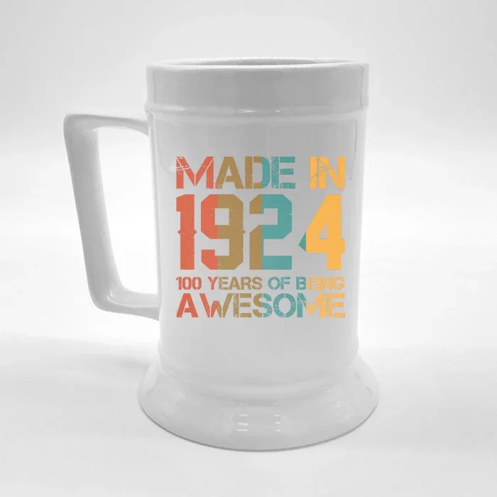 Retro Made In 1924 100 Years Of Being Awesome Birthday Front & Back Beer Stein