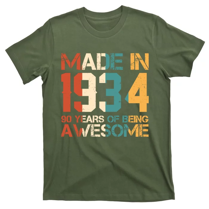 Retro Made In 1934 90 Years Of Being Awesome Birthday T-Shirt