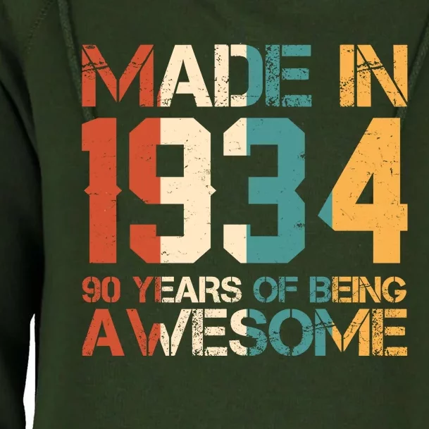 Retro Made In 1934 90 Years Of Being Awesome Birthday Womens Funnel Neck Pullover Hood