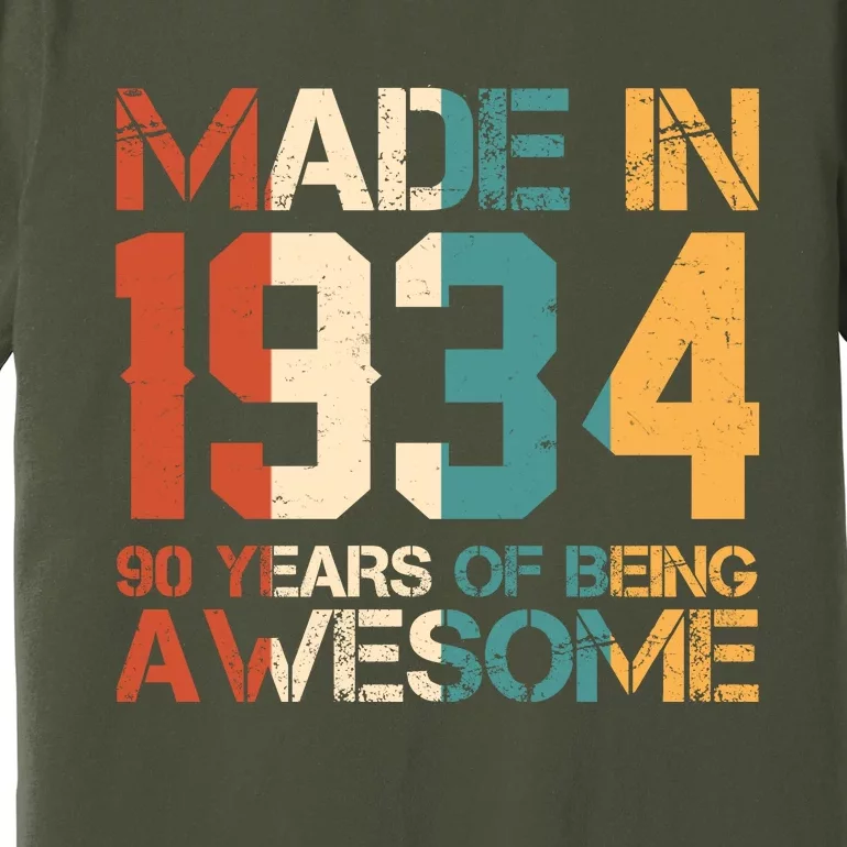 Retro Made In 1934 90 Years Of Being Awesome Birthday Premium T-Shirt