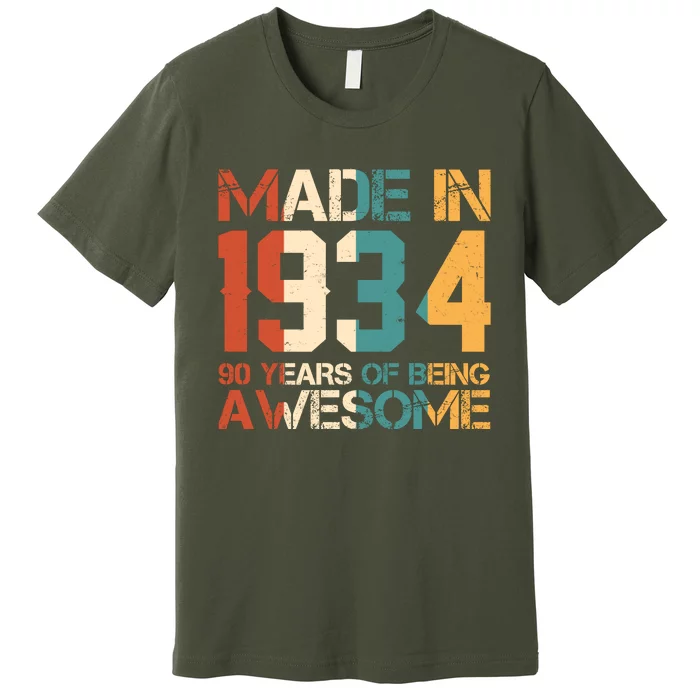 Retro Made In 1934 90 Years Of Being Awesome Birthday Premium T-Shirt