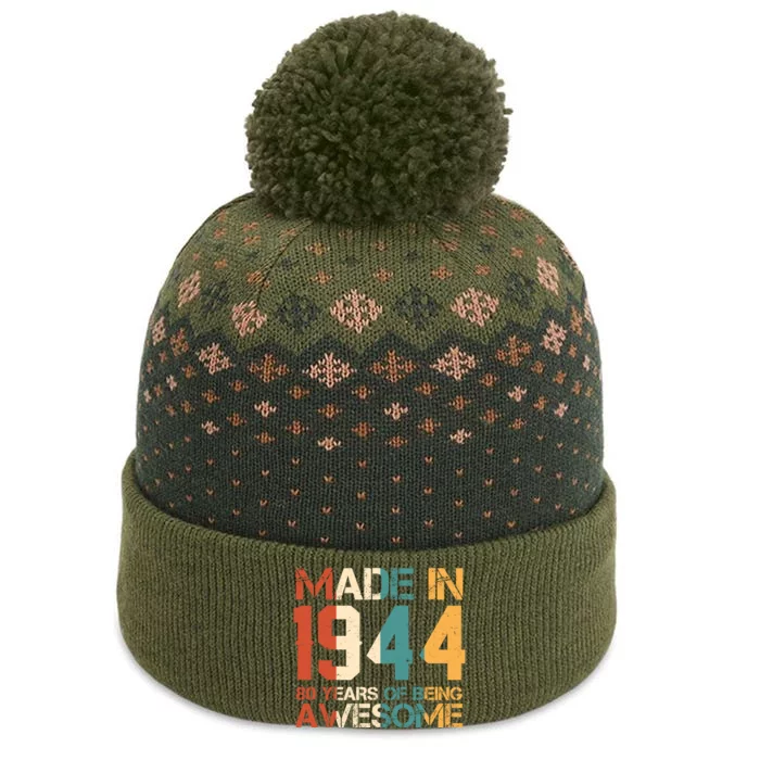 Retro Made In 1944 80 Years Of Being Awesome Birthday The Baniff Cuffed Pom Beanie