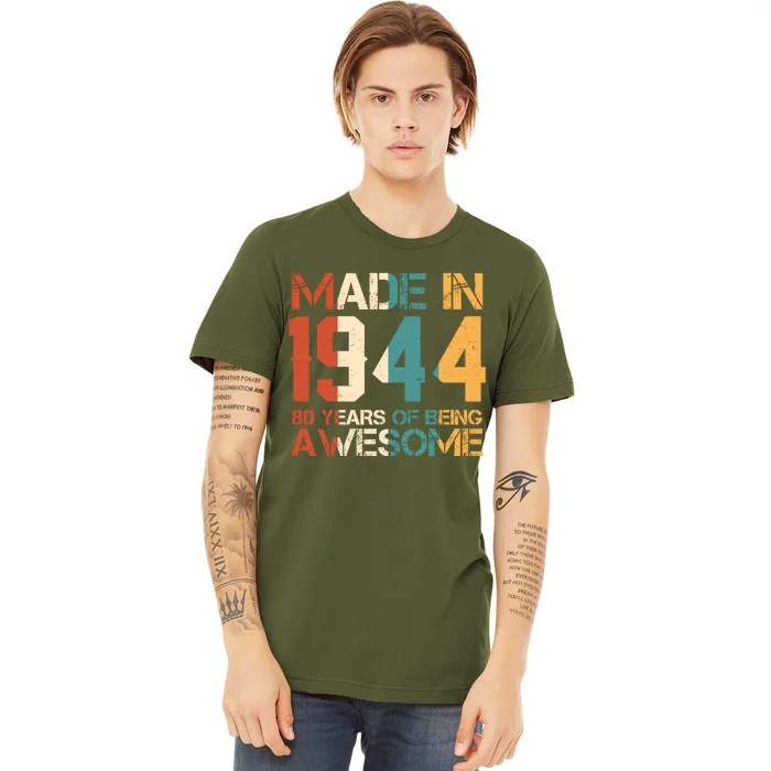 Retro Made In 1944 80 Years Of Being Awesome Birthday Premium T-Shirt