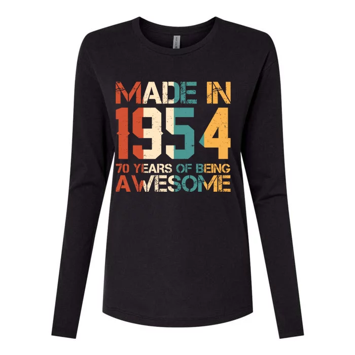 Retro Made In 1954 70 Years Of Being Awesome Birthday Womens Cotton Relaxed Long Sleeve T-Shirt