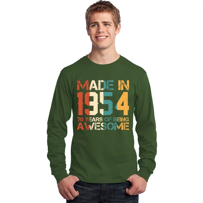 Retro Made In 1954 70 Years Of Being Awesome Birthday Long Sleeve Shirt