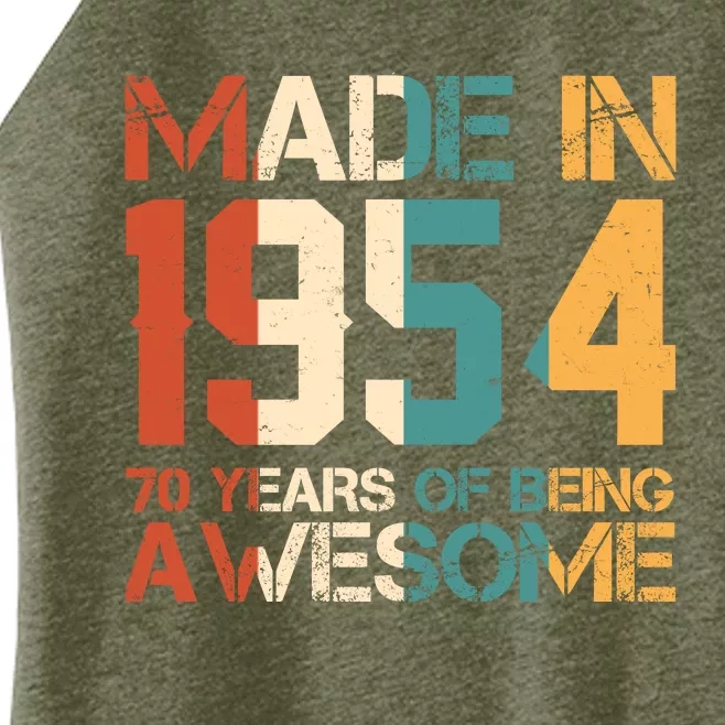 Retro Made In 1954 70 Years Of Being Awesome Birthday Women’s Perfect Tri Rocker Tank