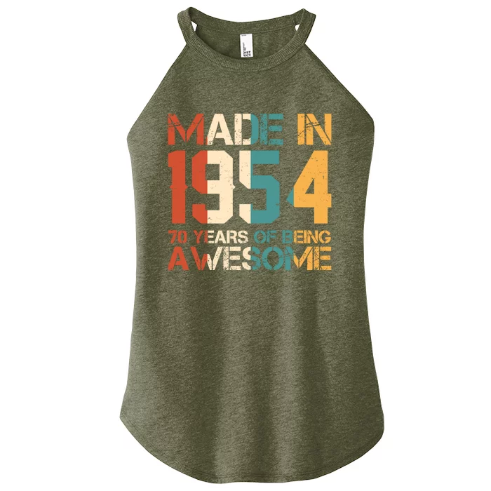 Retro Made In 1954 70 Years Of Being Awesome Birthday Women’s Perfect Tri Rocker Tank