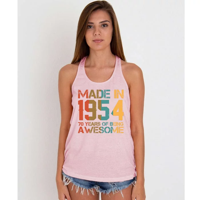 Retro Made In 1954 70 Years Of Being Awesome Birthday Women's Knotted Racerback Tank