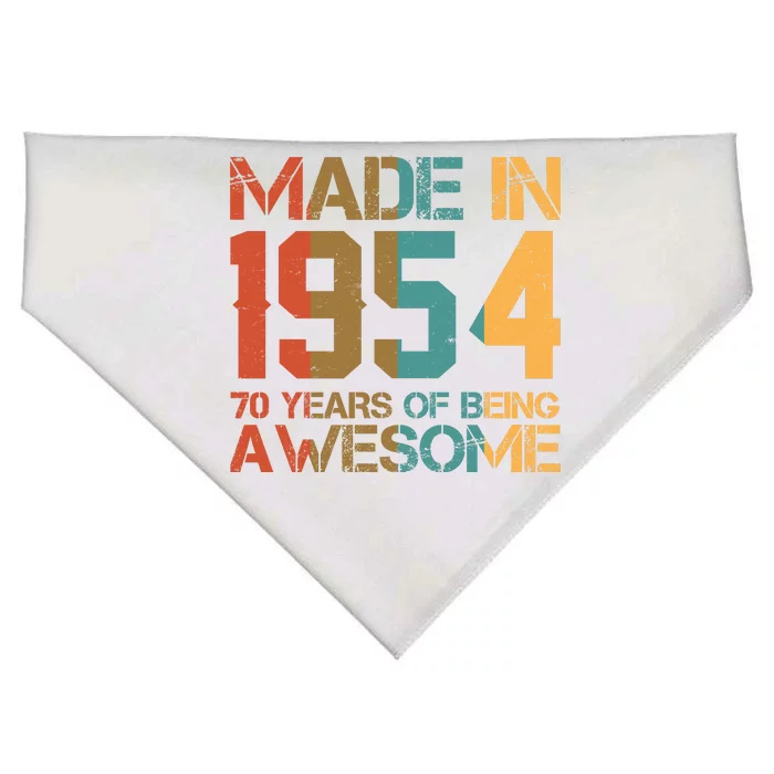 Retro Made In 1954 70 Years Of Being Awesome Birthday USA-Made Doggie Bandana