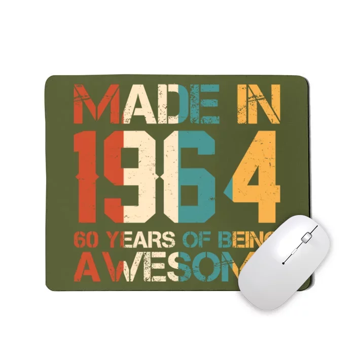 Retro Made In 1964 60 Years Of Being Awesome Birthday Mousepad