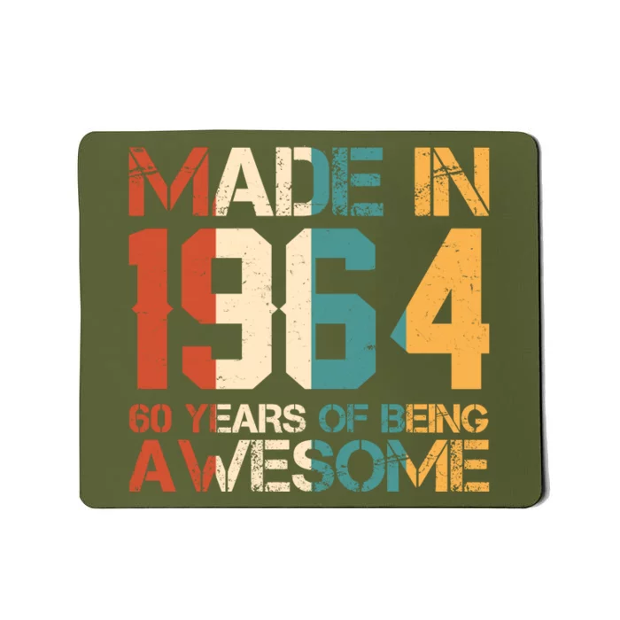 Retro Made In 1964 60 Years Of Being Awesome Birthday Mousepad