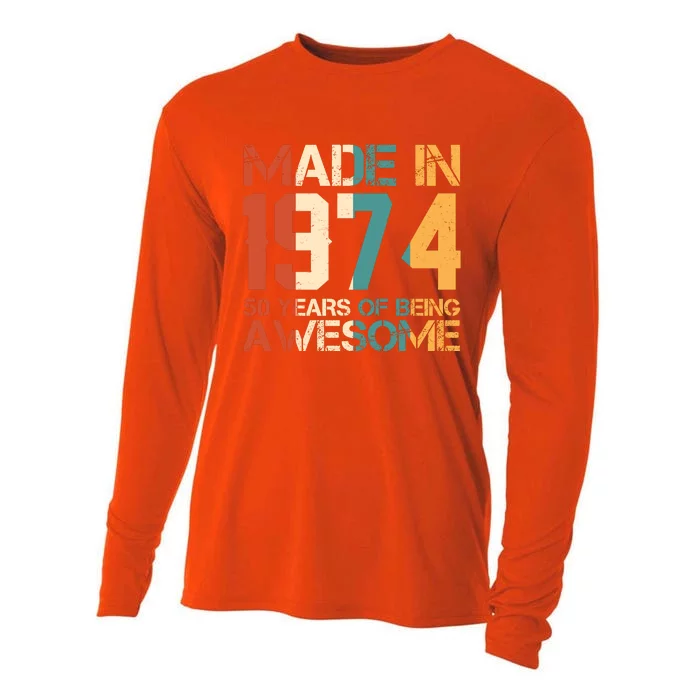 Retro Made In 1974 50 Years Of Being Awesome Birthday Cooling Performance Long Sleeve Crew