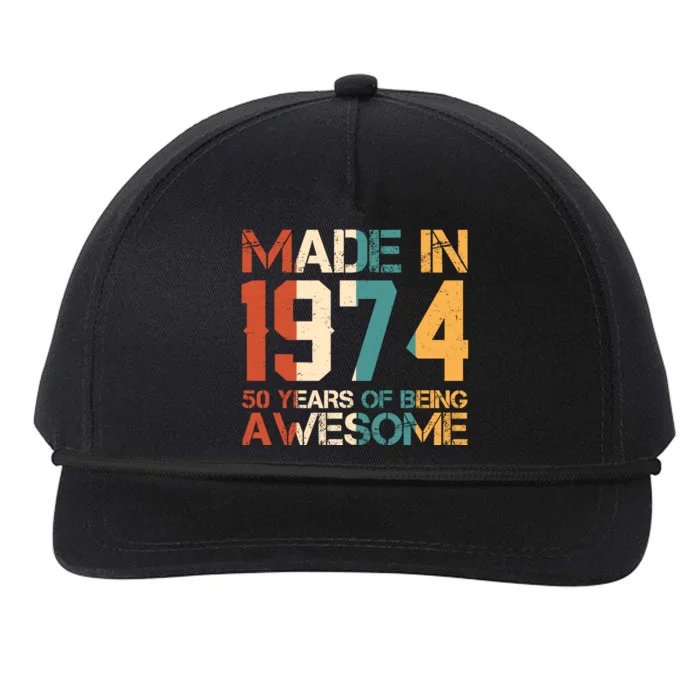 Retro Made In 1974 50 Years Of Being Awesome Birthday Snapback Five-Panel Rope Hat