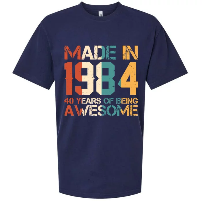 Retro Made In 1984 40 Years Of Being Awesome Birthday Sueded Cloud Jersey T-Shirt