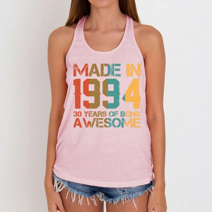 Retro Made In 1994 30 Years Of Being Awesome Birthday Women's Knotted Racerback Tank