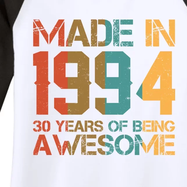 Retro Made In 1994 30 Years Of Being Awesome Birthday Women's Tri-Blend 3/4-Sleeve Raglan Shirt