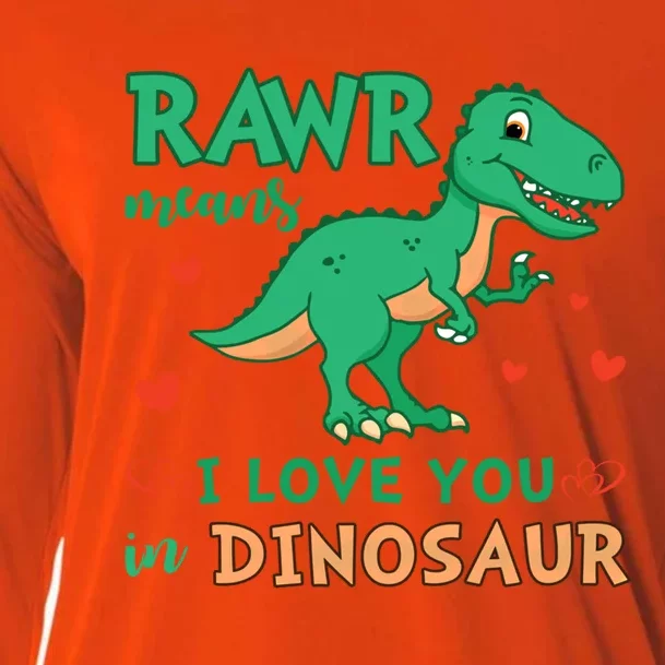 Rawr Means I Love You In Dinosaur Reptiles Png Meaningful Gift Cooling Performance Long Sleeve Crew