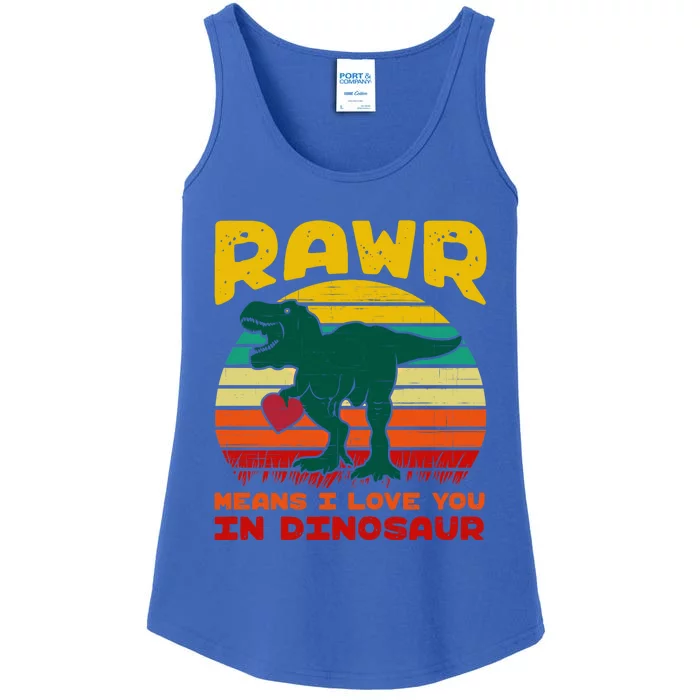 Rawr Means I Love You In Dinosaur Retro Sunset Heart Vintage Gift Ladies Essential Tank