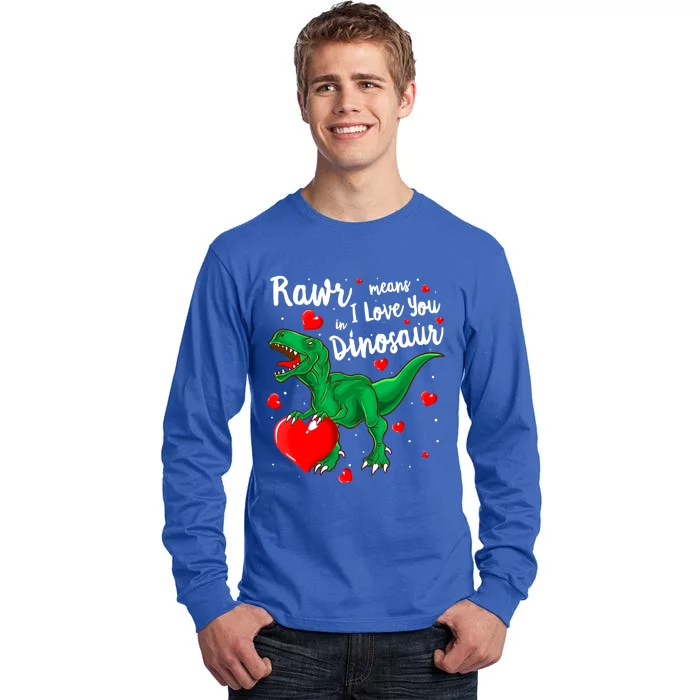 Rawr Means I Love You In Dinosaur Gift Valentines Day Cute Gift Tall Long Sleeve T-Shirt