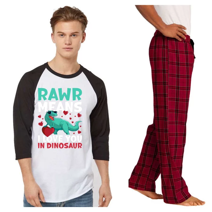 Rawr Means I Love You In Dinosaur Great Gift Raglan Sleeve Pajama Set