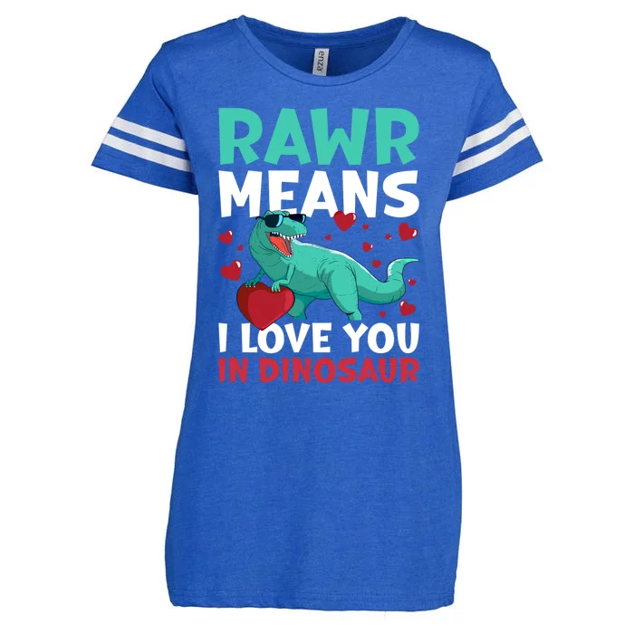 Rawr Means I Love You In Dinosaur Great Gift Enza Ladies Jersey Football T-Shirt