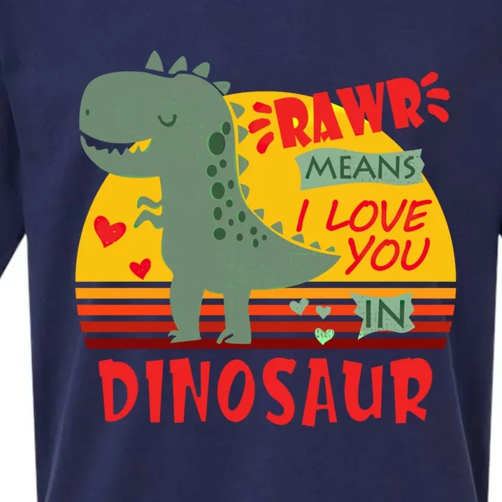 Rawr Means I Love You In Dinosaur T Rex Funny Valentines Cute Gift Sueded Cloud Jersey T-Shirt