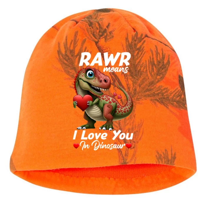 Rawr Means I Love You In Dinosaur T Rex Red Heart Valentine Gift Kati - Camo Knit Beanie