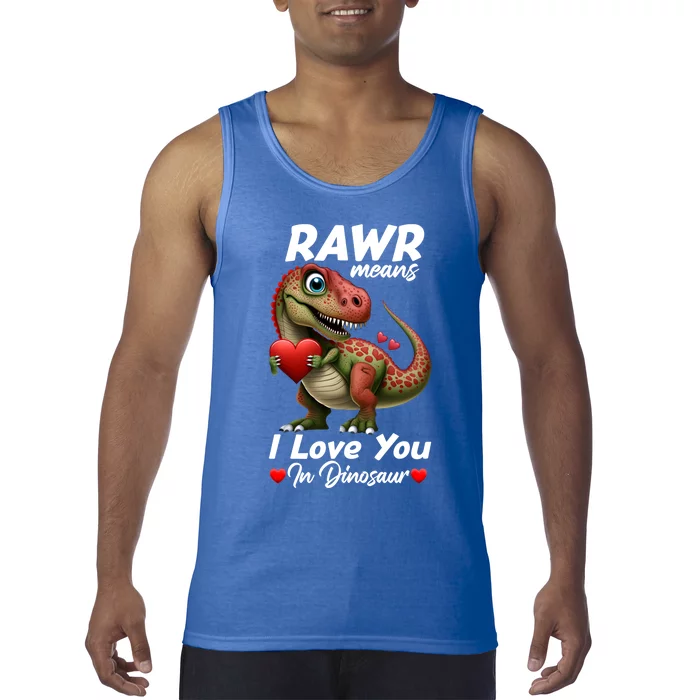 Rawr Means I Love You In Dinosaur T Rex Red Heart Valentine Gift Tank Top