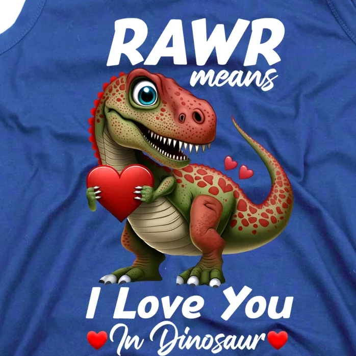 Rawr Means I Love You In Dinosaur T Rex Red Heart Valentine Gift Tank Top