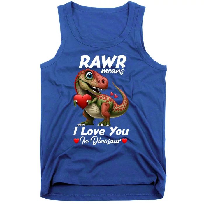 Rawr Means I Love You In Dinosaur T Rex Red Heart Valentine Gift Tank Top