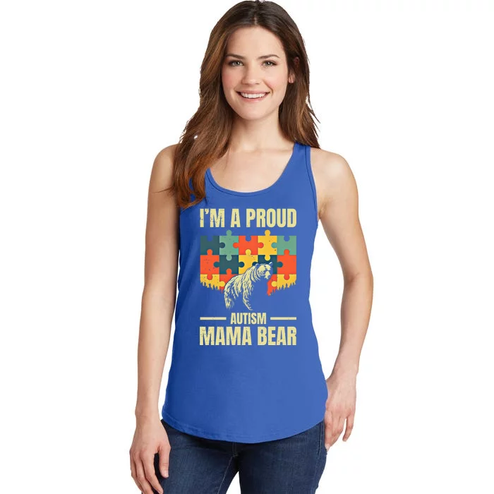 Retro Mom IM A Proud Autism Mama Bear Autistic Daughter Son Gift Ladies Essential Tank