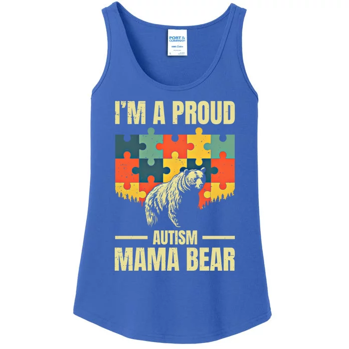 Retro Mom IM A Proud Autism Mama Bear Autistic Daughter Son Gift Ladies Essential Tank