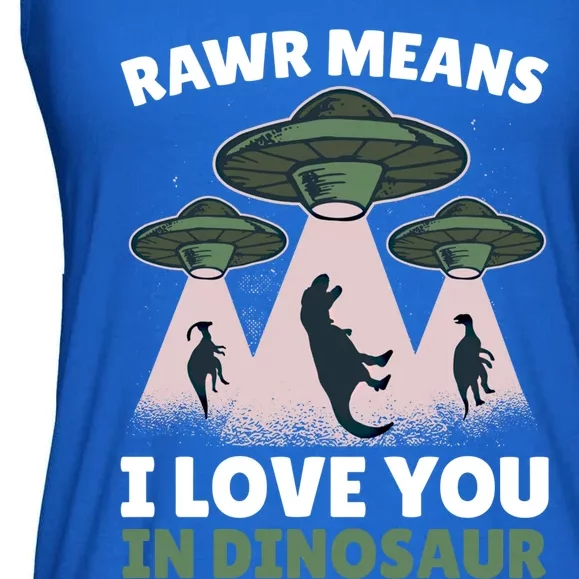 Rawr Means I Love You In Dinosaur Ufo Alien With Dinosaur Gift Ladies Essential Flowy Tank