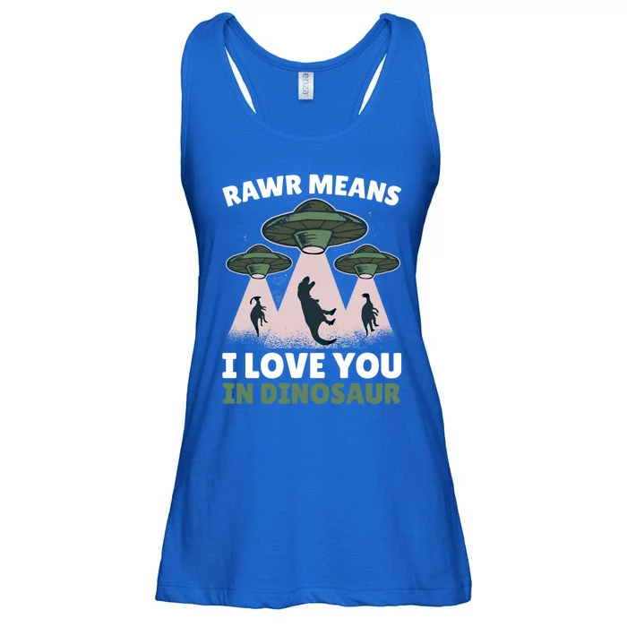 Rawr Means I Love You In Dinosaur Ufo Alien With Dinosaur Gift Ladies Essential Flowy Tank