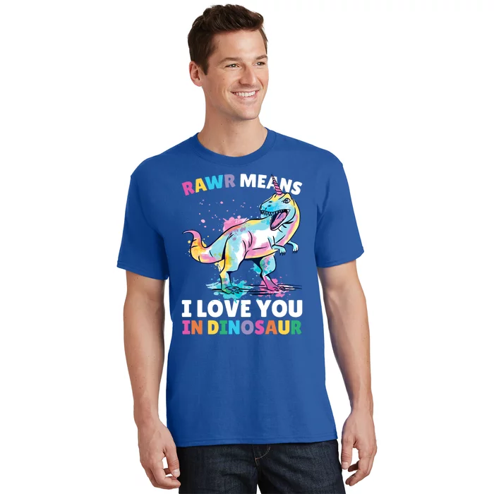 Rawr Means I Love You In Dinosaur Unicorn With Dinosaur Cool Gift T-Shirt