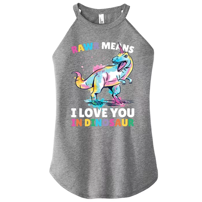 Rawr Means I Love You In Dinosaur Unicorn With Dinosaur Cool Gift Women’s Perfect Tri Rocker Tank