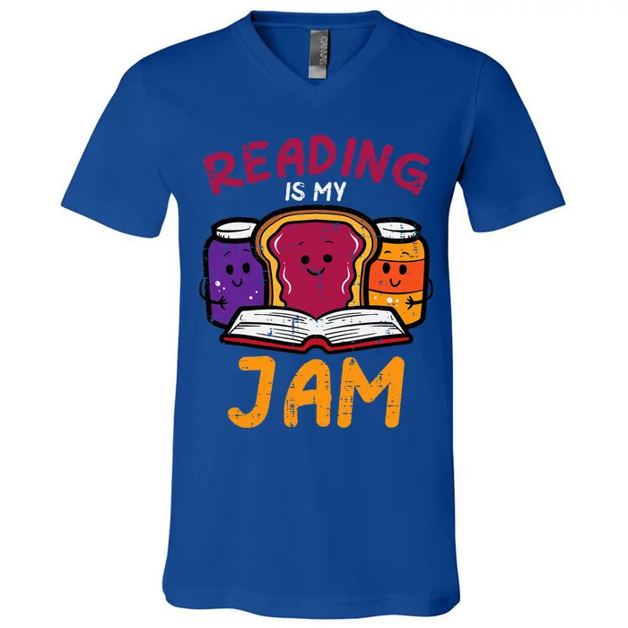 Reading My Jam Read Reading Book Librarian V-Neck T-Shirt