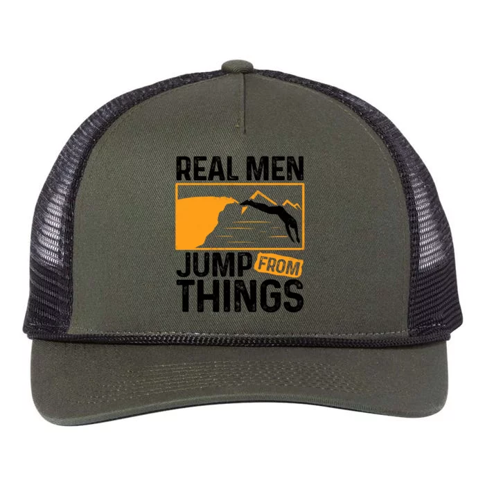 Real Men Jump From Things Tombstoning Cliff Diver Jumping Retro Rope Trucker Hat Cap