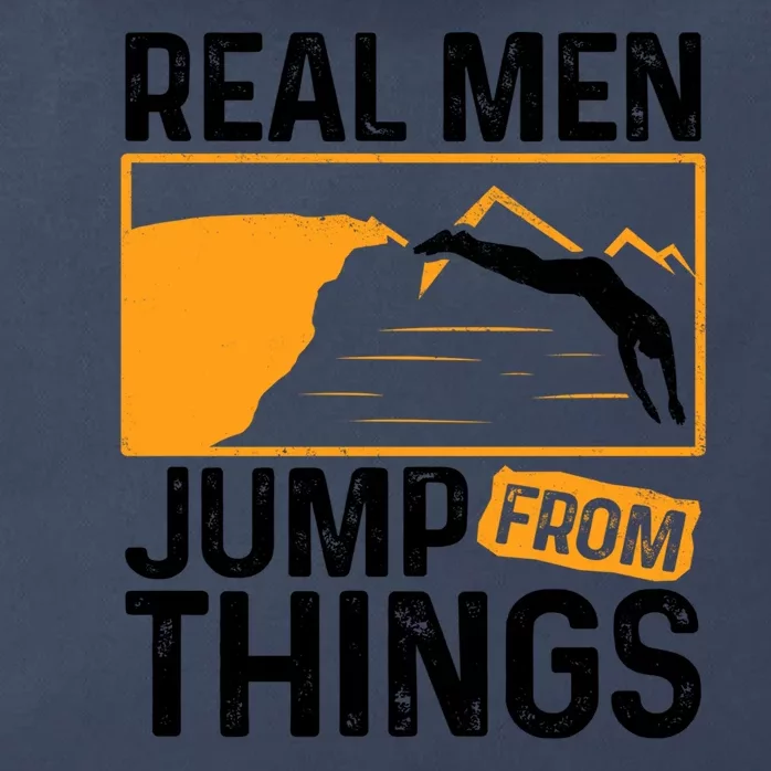 Real Men Jump From Things Tombstoning Cliff Diver Jumping Zip Tote Bag