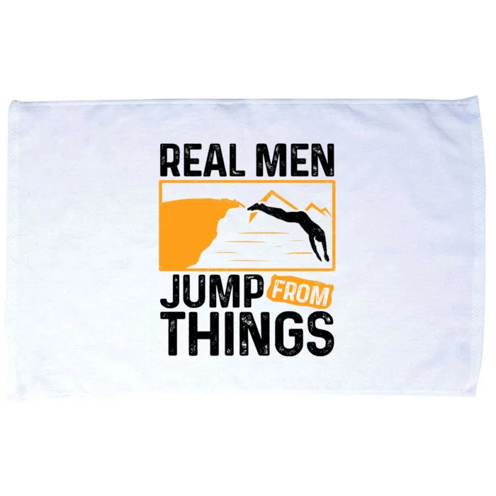 Real Men Jump From Things Tombstoning Cliff Diver Jumping Microfiber Hand Towel