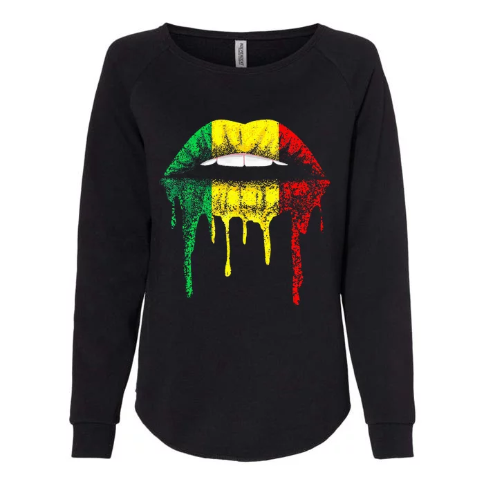 Reggae Music Jamaica Kissing Lips Flag Rastafari Rasta Womens California Wash Sweatshirt